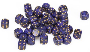 SPECKLED D6 SET OF 36: GOLDEN COBALT