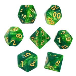 KOMPLET KOŚCI REBEL RPG - DWUKOLOROWE - MIĘTOWO-ZIELONE