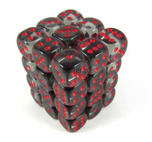 Translucent D6 SET OF 36: Smoke w/red