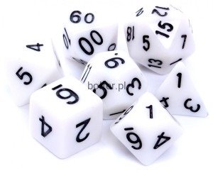 Komplet kości REBEL RPG - Matowe - Białe