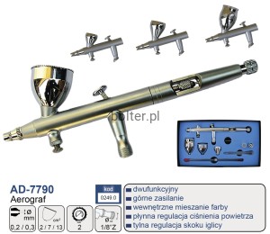 AD-7790 Adler Aerograf dwufunkcyjny (dysza 0.3 + 0.2)