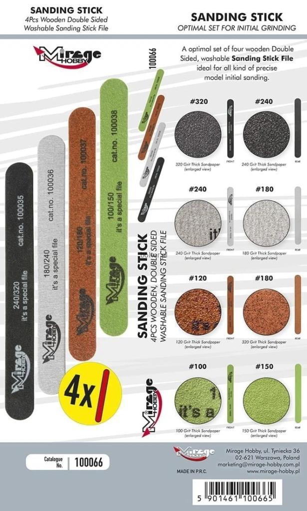 MIRAGE 100066 Zestaw PILNIKÓW SANDING STICK OPTIMAL SET [4 szt. 8 gradacji].jpg