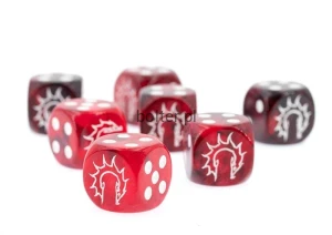 Conquest First Blood Logo on Dark Red/Black Marbled Dice - 24 per pack