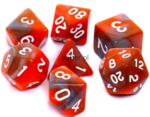 KOMPLET KOŚCI REBEL RPG - DWUKOLOROWE - POMARAŃCZOWO-SZARE